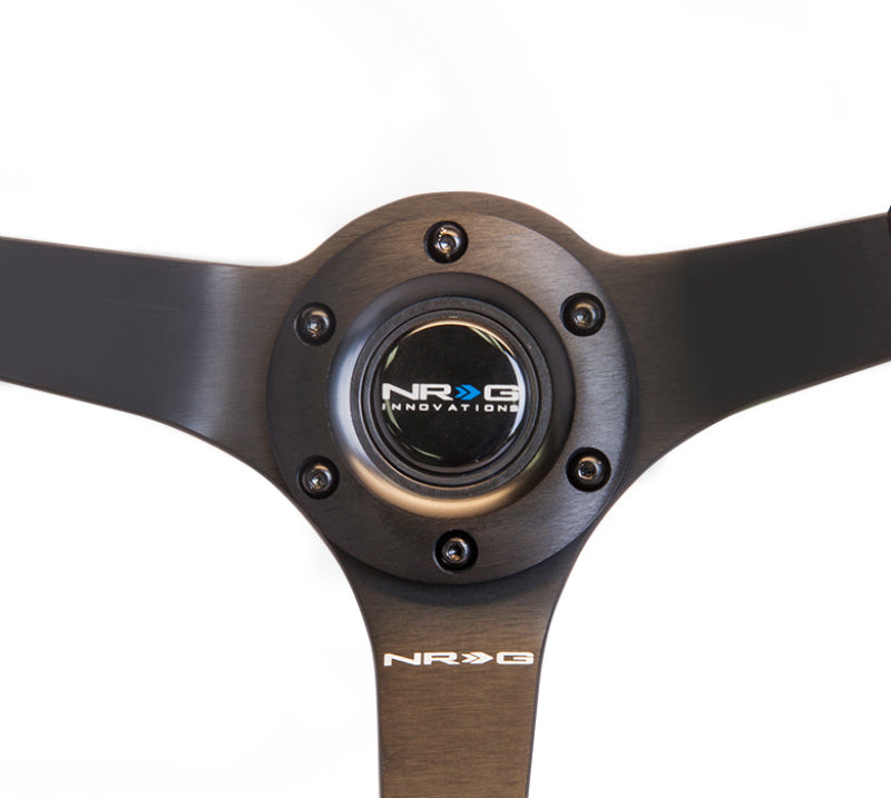 NRG Reinforced Steering Wheel (350mm / 3in. Deep) Red Suede w/Black Stitch