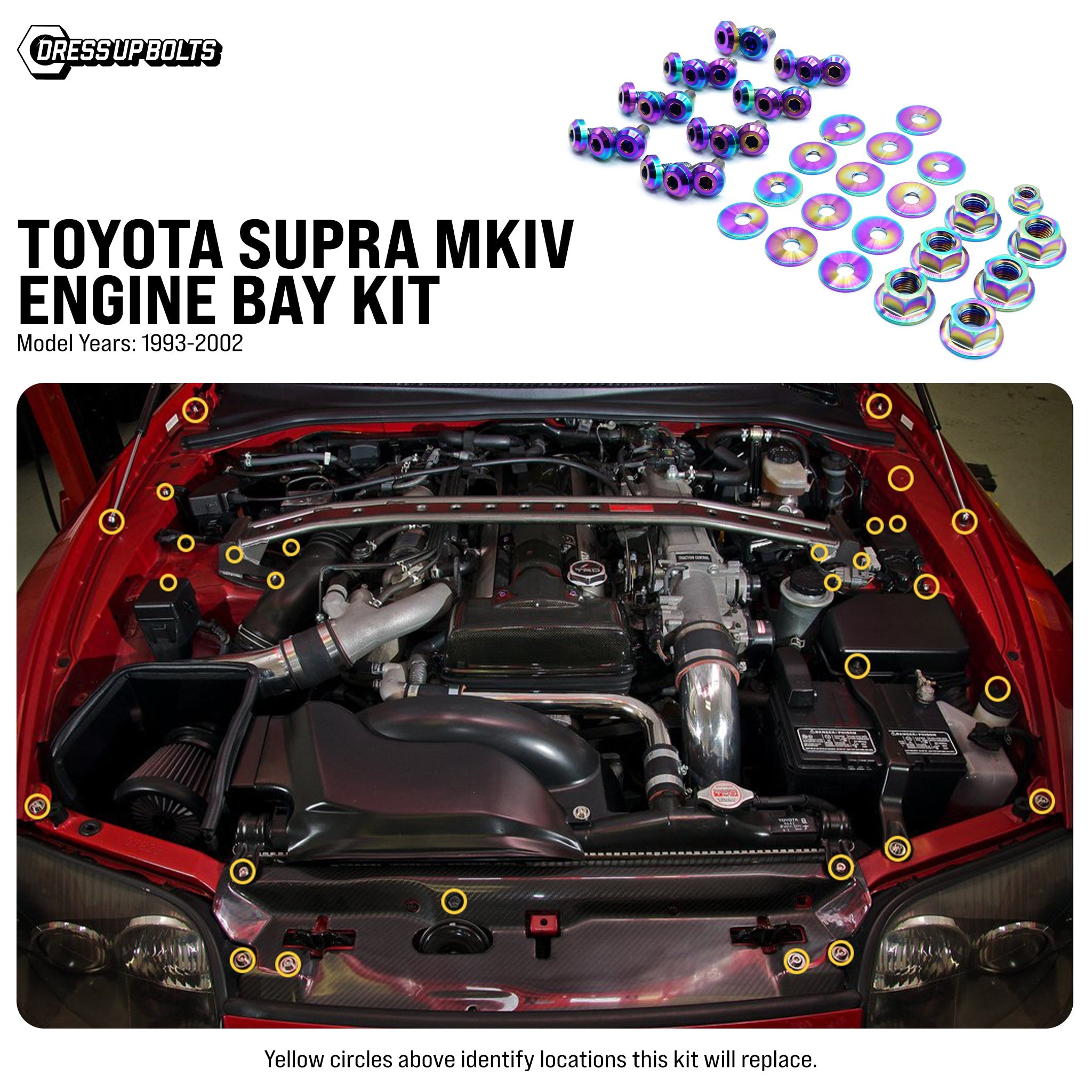 Toyota Supra (1993-2002) MKIV Titanium Dress Up Bolts Engine