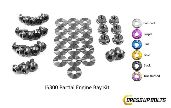 Lexus IS300 (1998-2005) SXE10/JCE10/GXE10 Titanium Dress Up Bolts Partial Engine Bay Kit - DressUpBolts.com