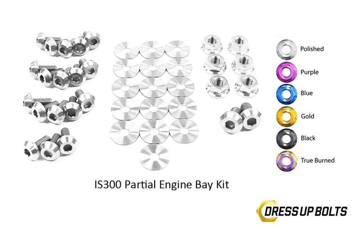 Lexus IS300 (1998-2005) SXE10/JCE10/GXE10 Titanium Dress Up Bolts Partial Engine Bay Kit - DressUpBolts.com