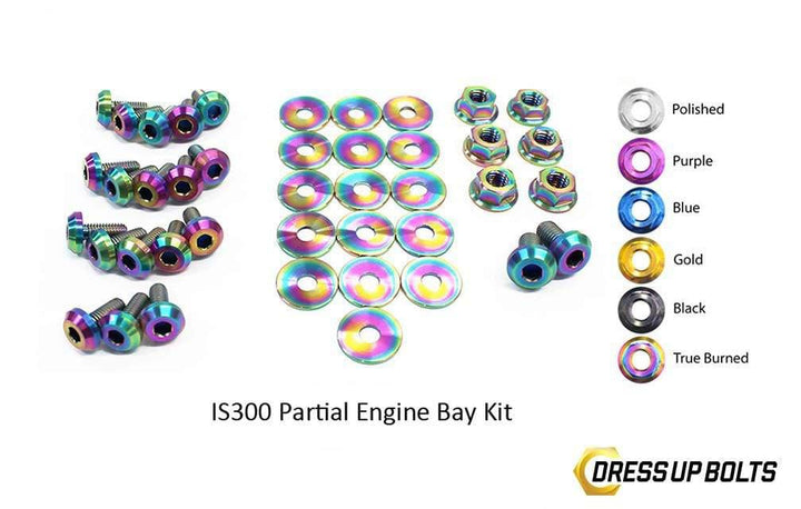 Lexus IS300 (1998-2005) SXE10/JCE10/GXE10 Titanium Dress Up Bolts Partial Engine Bay Kit - DressUpBolts.com