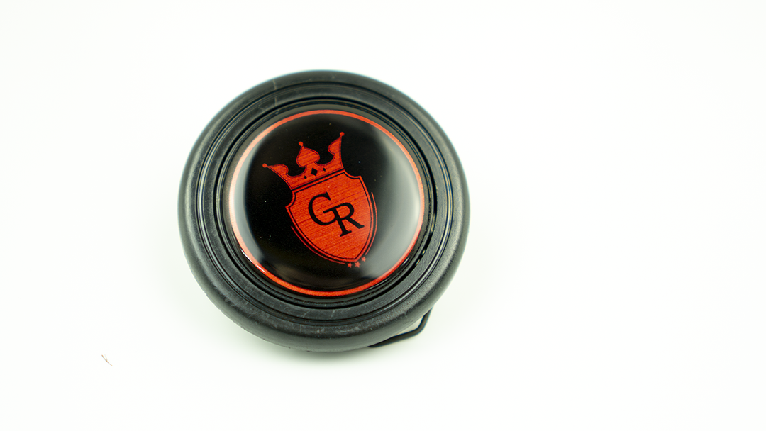 Grip Royal Horn Button - Crest - Black w/ Red Metallic Logo