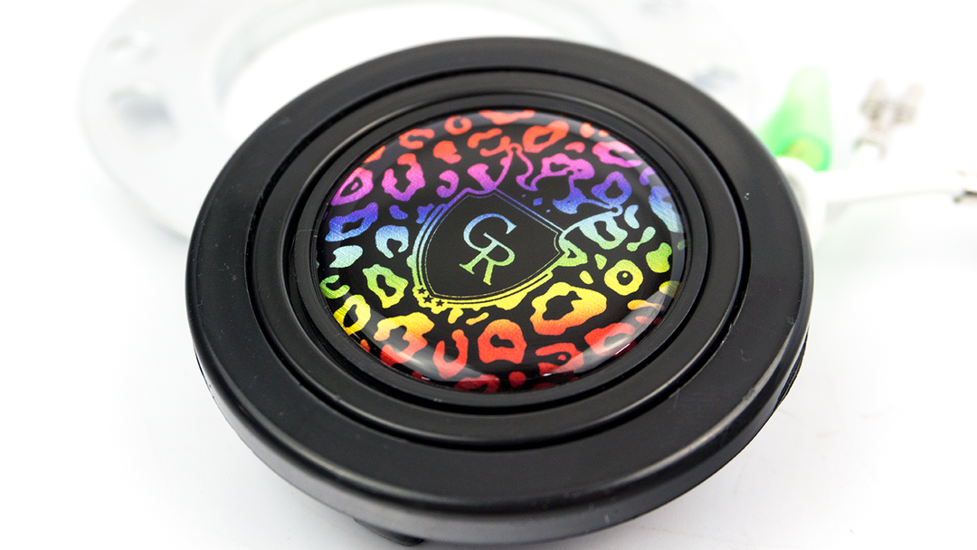 Grip Royal Horn Button - Crest - Rainbow Leopard w/ Rainbow Logo