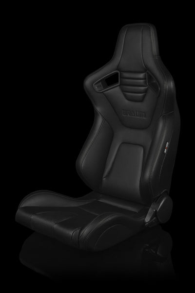 Braum Elite-X Series Sport Seats - Black Leatherette / Black Stitching (PAIR) - Lowered Lifestyle