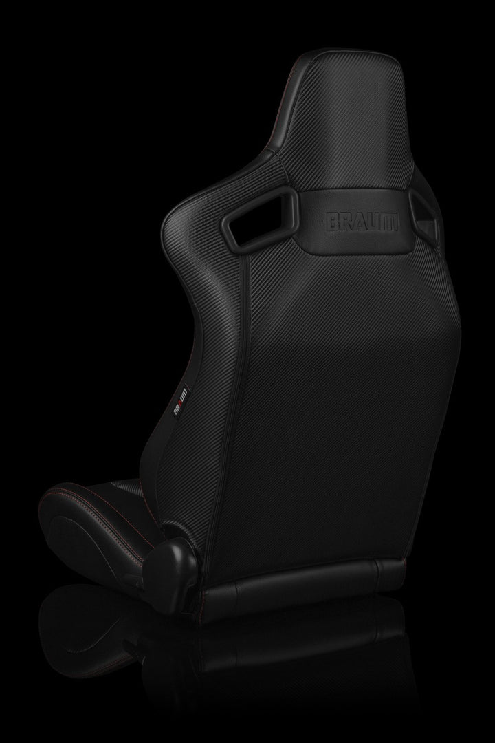 Braum Elite-X Series Sport Seats - Black Leatherette / Red Stitching V2 (PAIR) - Lowered Lifestyle