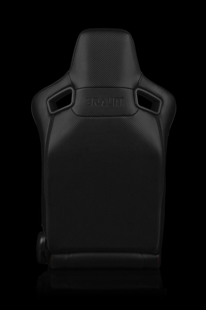 Braum Elite-X Series Sport Seats - Black Leatherette / Red Stitching V2 (PAIR) - Lowered Lifestyle