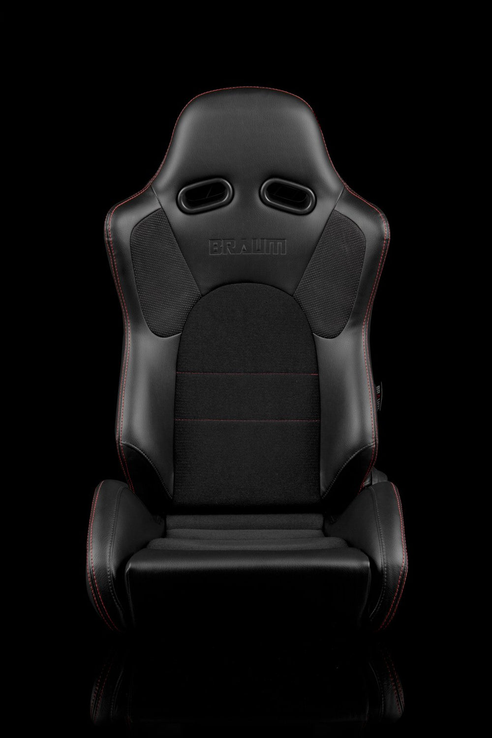 Braum Advan Series Sport Seats - Black Leatherette / Red Stitching (PAIR) - Lowered Lifestyle
