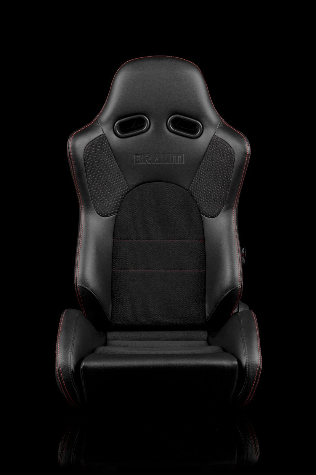 Braum Advan Series Sport Seats - Black Leatherette / Red Stitching (PAIR) - Lowered Lifestyle