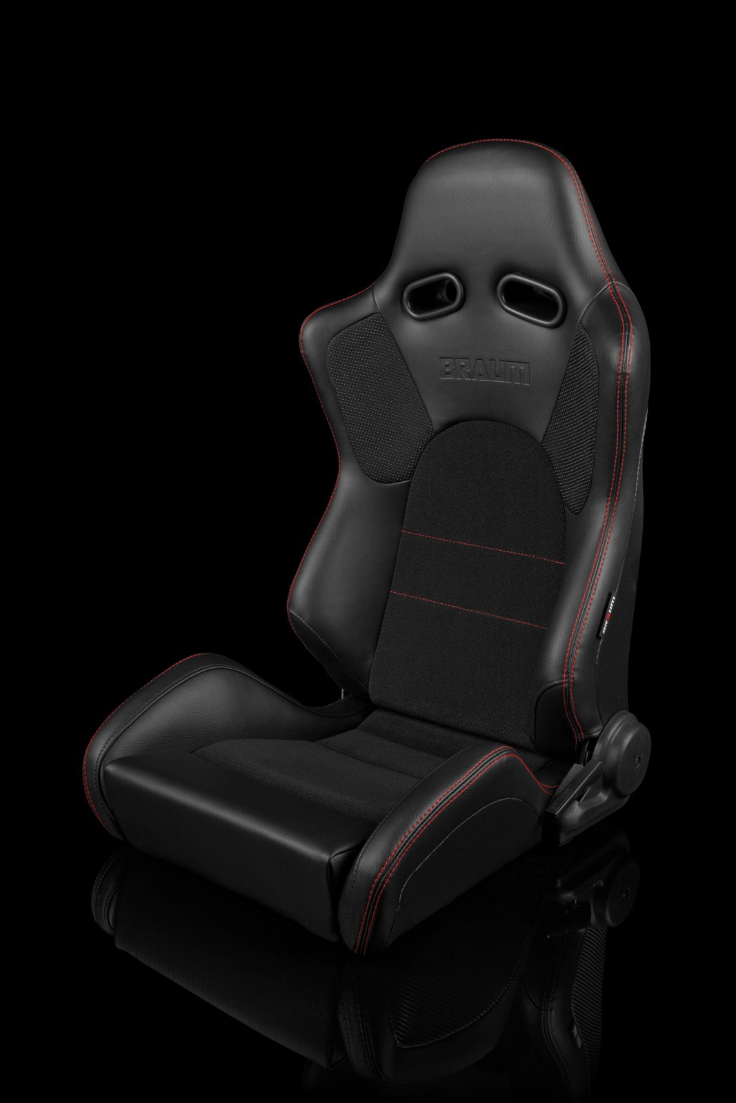 Braum Advan Series Sport Seats - Black Leatherette / Red Stitching (PAIR) - Lowered Lifestyle