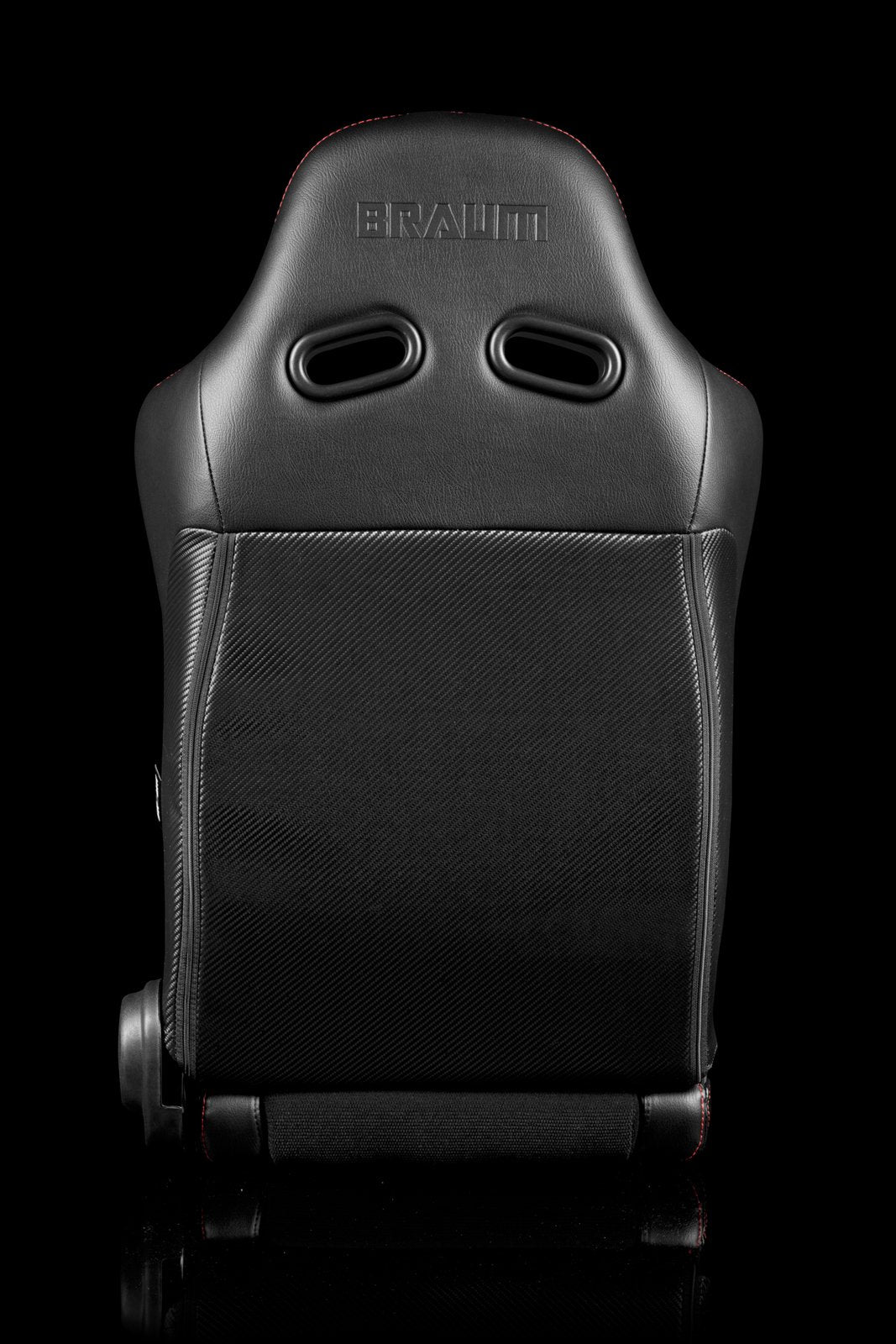 Braum Advan Series Sport Seats - Black Leatherette / Red Stitching (PAIR) - Lowered Lifestyle
