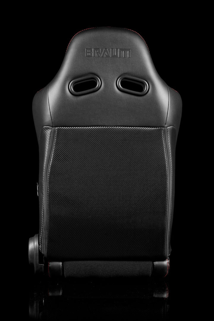 Braum Advan Series Sport Seats - Black Leatherette / Red Stitching (PAIR) - Lowered Lifestyle