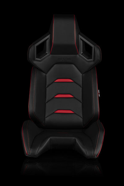 Braum Alpha-X Series Racing Seats - Black & Red (PAIR) - Lowered Lifestyle