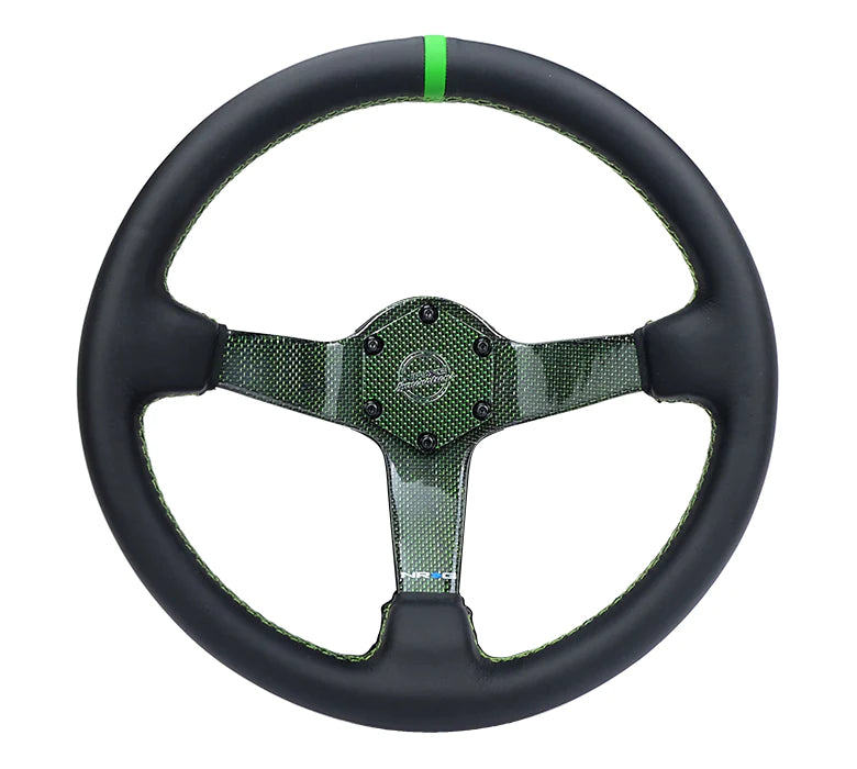 NRG Steering Wheel Carbon Fiber 350mm Green Carbon Fiber, Green