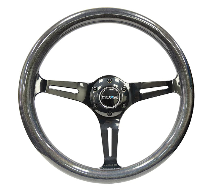NRG Steering Wheel Chameleon Wood Grain- 350mm 3 Black spokes - pearlescent Paint Grip