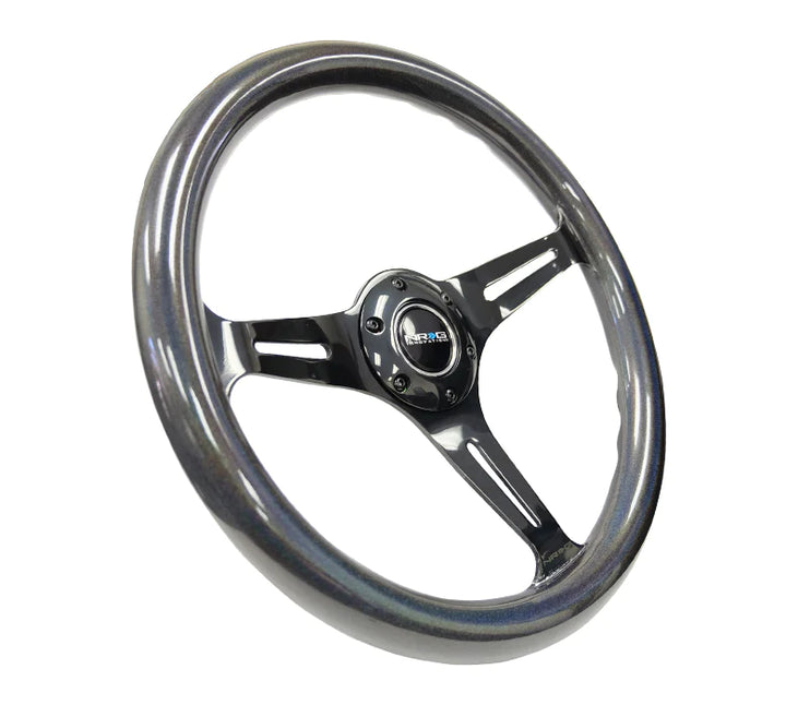 NRG Steering Wheel Chameleon Wood Grain- 350mm 3 Neochrome spokes- pearlescent Paint Grip