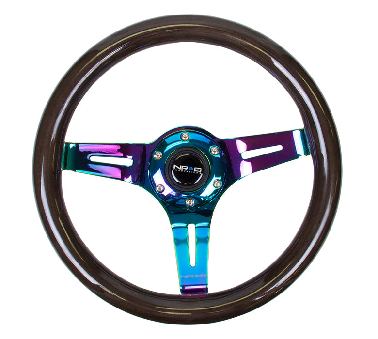 NRG Steering Wheel Dark Wood Grain - Black line inlay - 310mm - 3 spoke center in Neochrome