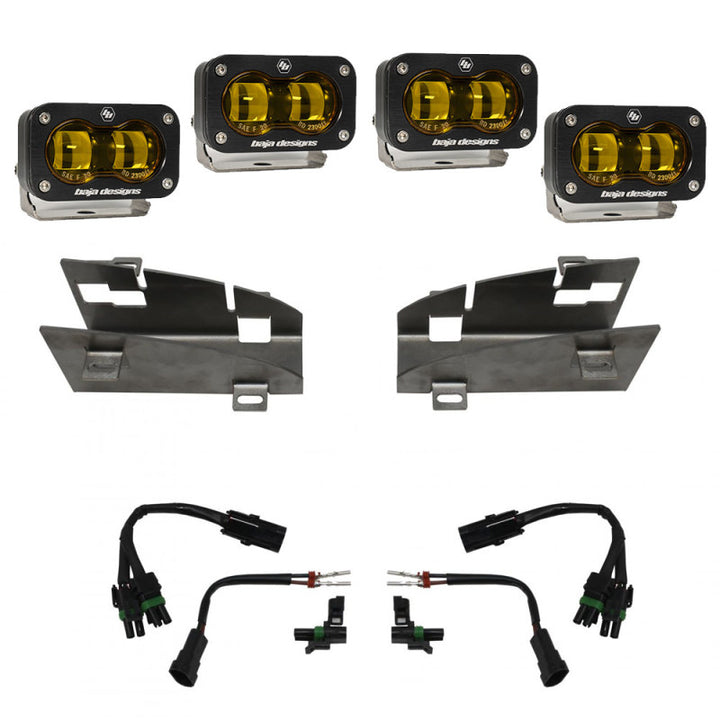 Baja Designs 19-22 Dodge RAM 1500 Rebel / 21-22 1500 TRX S2 SAE Dual Fog Pocket Light Kit - Amber