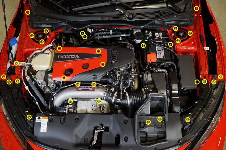 Honda Civic Type R (2017-2019) Titanium Dress Up Bolt Full Engine Bay Kit - DressUpBolts.com