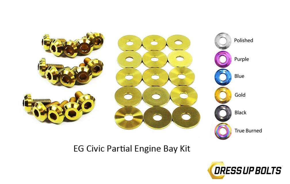Honda Civic EG (1992-1995) Titanium Dress Up Bolts Partial Engine Bay Kit - DressUpBolts.com