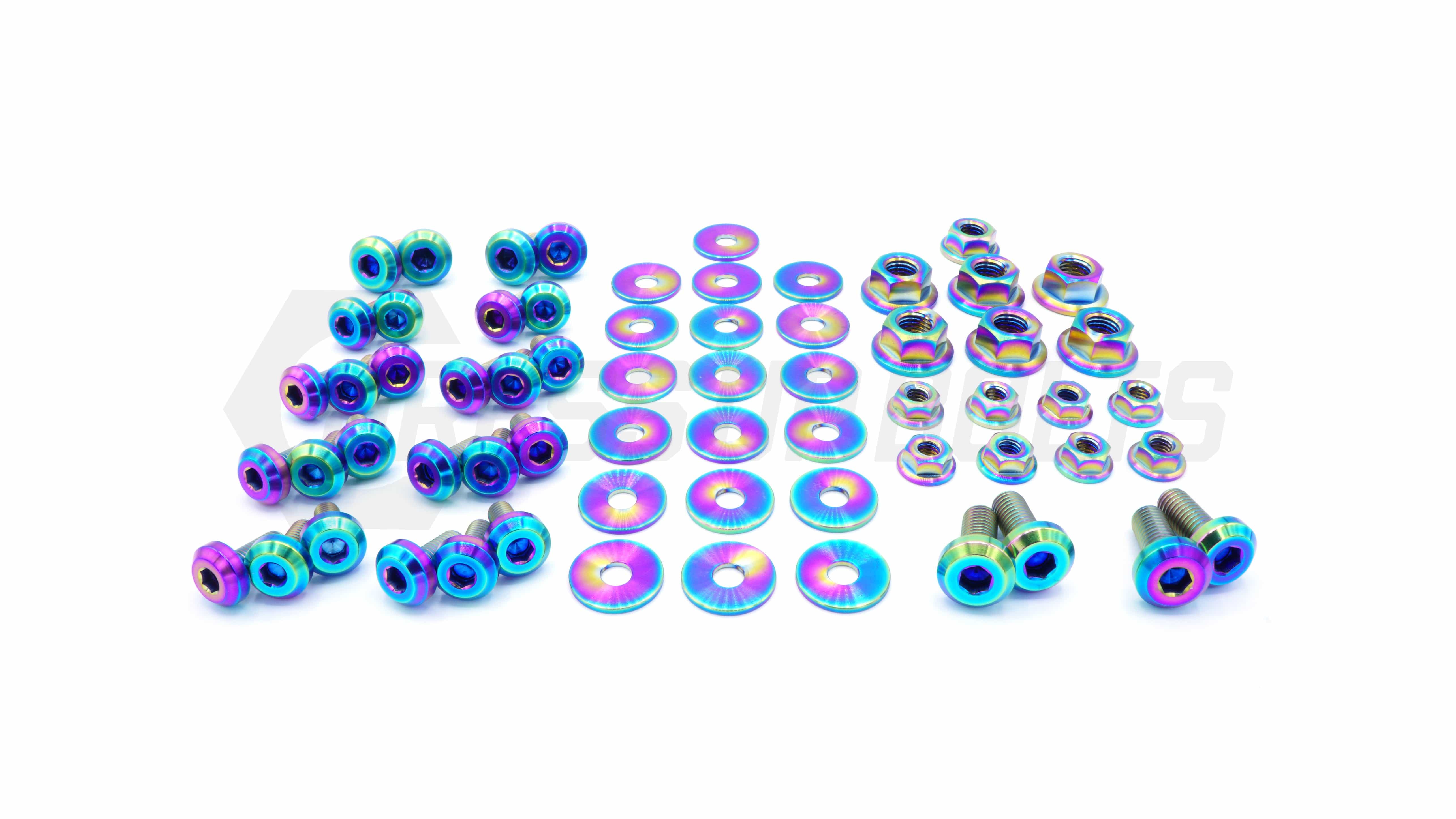 レア タートルズ カウボーイ Dress Up Bolts Titanium Hardware Engine Bay Kit - Mitsubishi