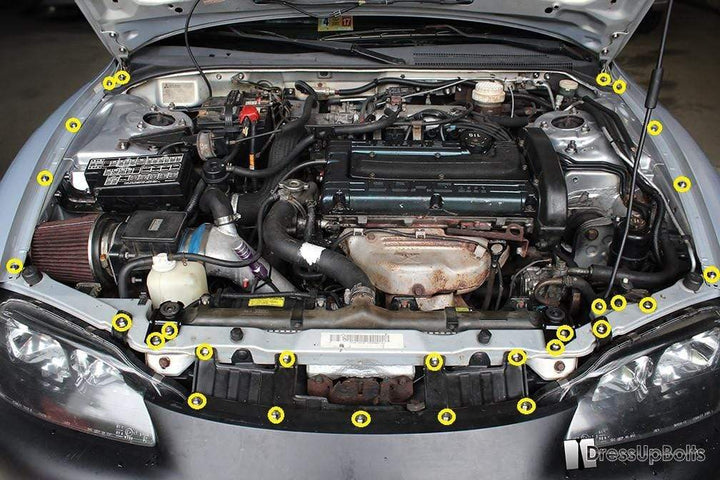 Mitsubishi 2G Eclipse (1995-1999) Titanium Dress Up Bolts Partial Engine Bay Kit - DressUpBolts.com