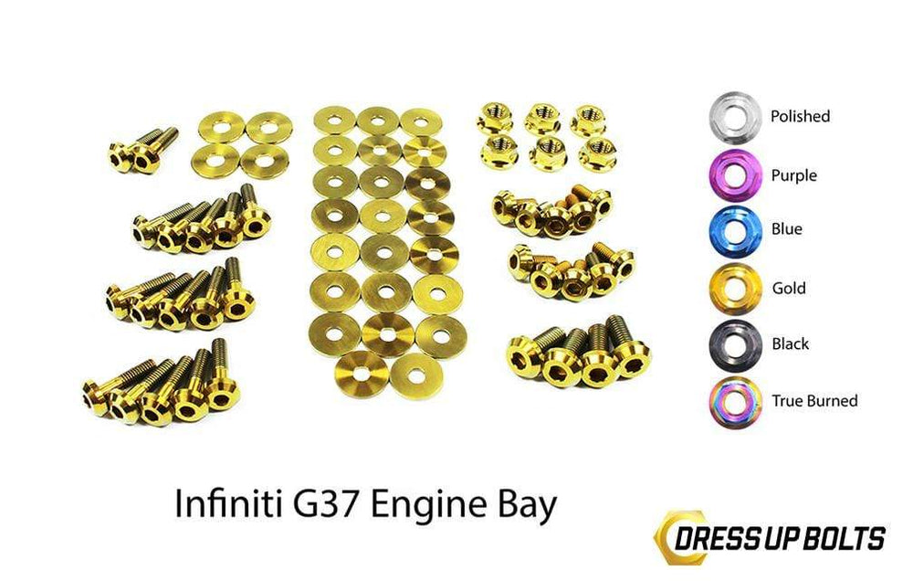 Infiniti G37 Coupe and Sedan (2008-2013) V36 Titanium Dress Up Bolts Engine Bay Kit - DressUpBolts.com