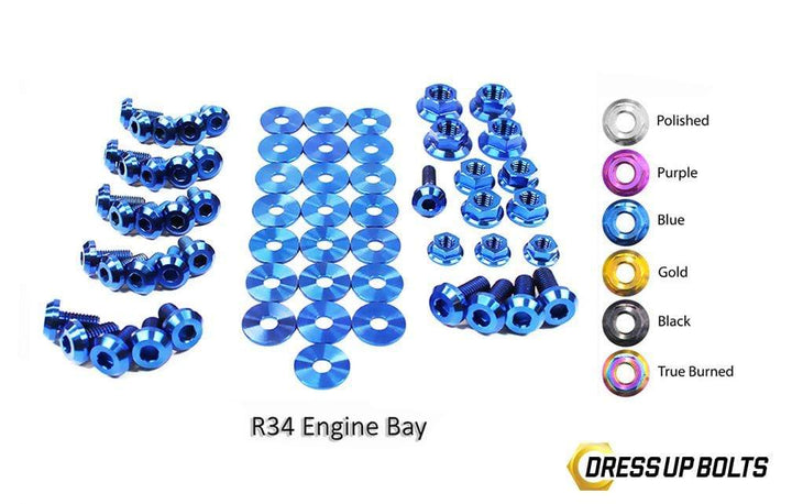 Nissan Skyline R34 (1998-2002) Titanium Dress Up Bolts Engine Bay Kit - DressUpBolts.com