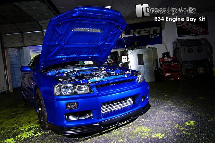 Nissan Skyline R34 (1998-2002) Titanium Dress Up Bolts Engine Bay Kit - DressUpBolts.com