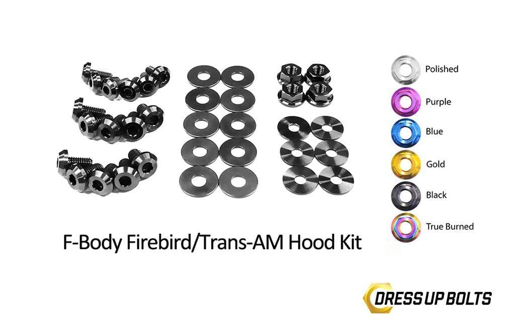 Pontiac Firebird/Trans Am (1998-2002) F-Body Titanium Dress Up Bolts Hood Kit - DressUpBolts.com