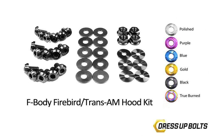 Pontiac Firebird/Trans Am (1998-2002) F-Body Titanium Dress Up Bolts Hood Kit - DressUpBolts.com