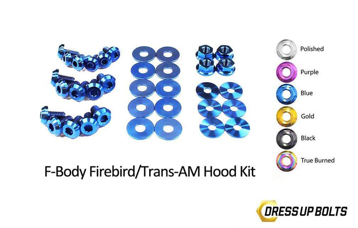 Pontiac Firebird/Trans Am (1998-2002) F-Body Titanium Dress Up Bolts Hood Kit - DressUpBolts.com