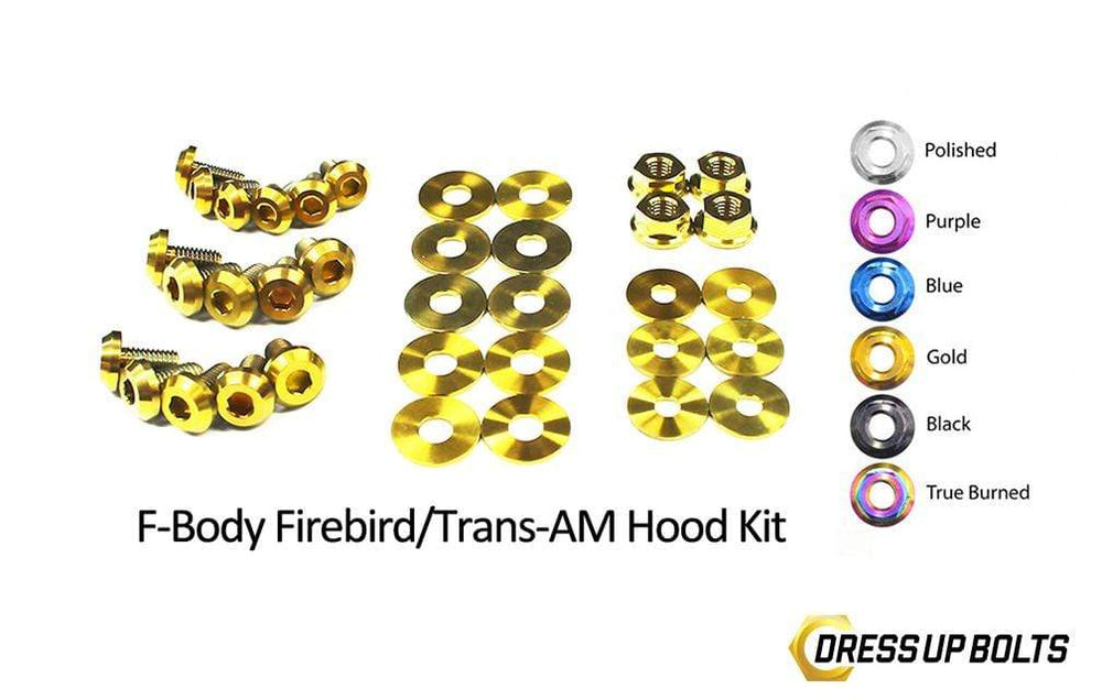 Pontiac Firebird/Trans Am (1998-2002) F-Body Titanium Dress Up Bolts Hood Kit - DressUpBolts.com
