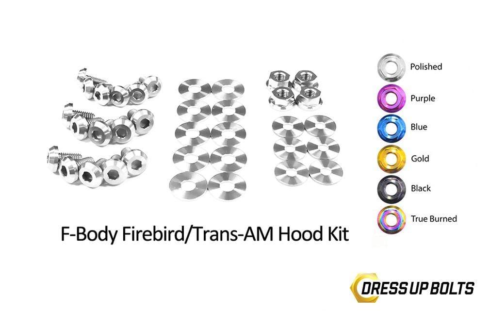 Pontiac Firebird/Trans Am (1998-2002) F-Body Titanium Dress Up Bolts Hood Kit - DressUpBolts.com