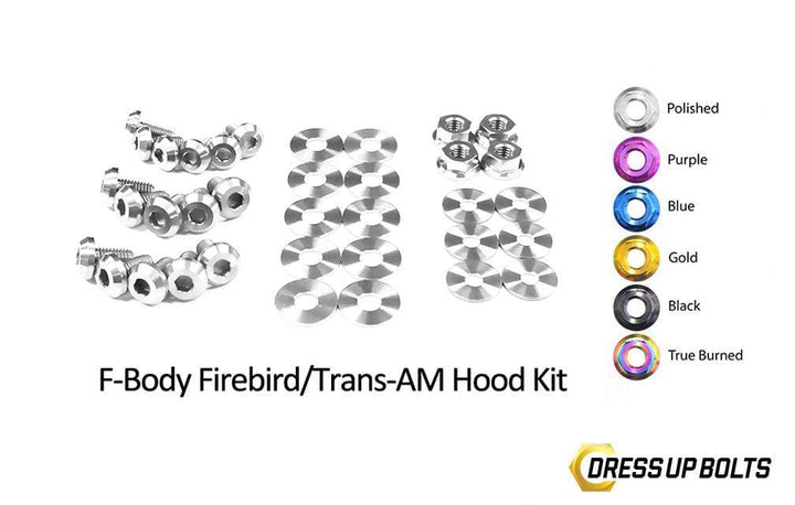 Pontiac Firebird/Trans Am (1998-2002) F-Body Titanium Dress Up Bolts Hood Kit - DressUpBolts.com