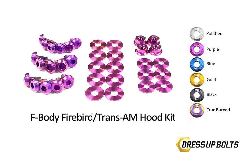 Pontiac Firebird/Trans Am (1998-2002) F-Body Titanium Dress Up Bolts Hood Kit - DressUpBolts.com