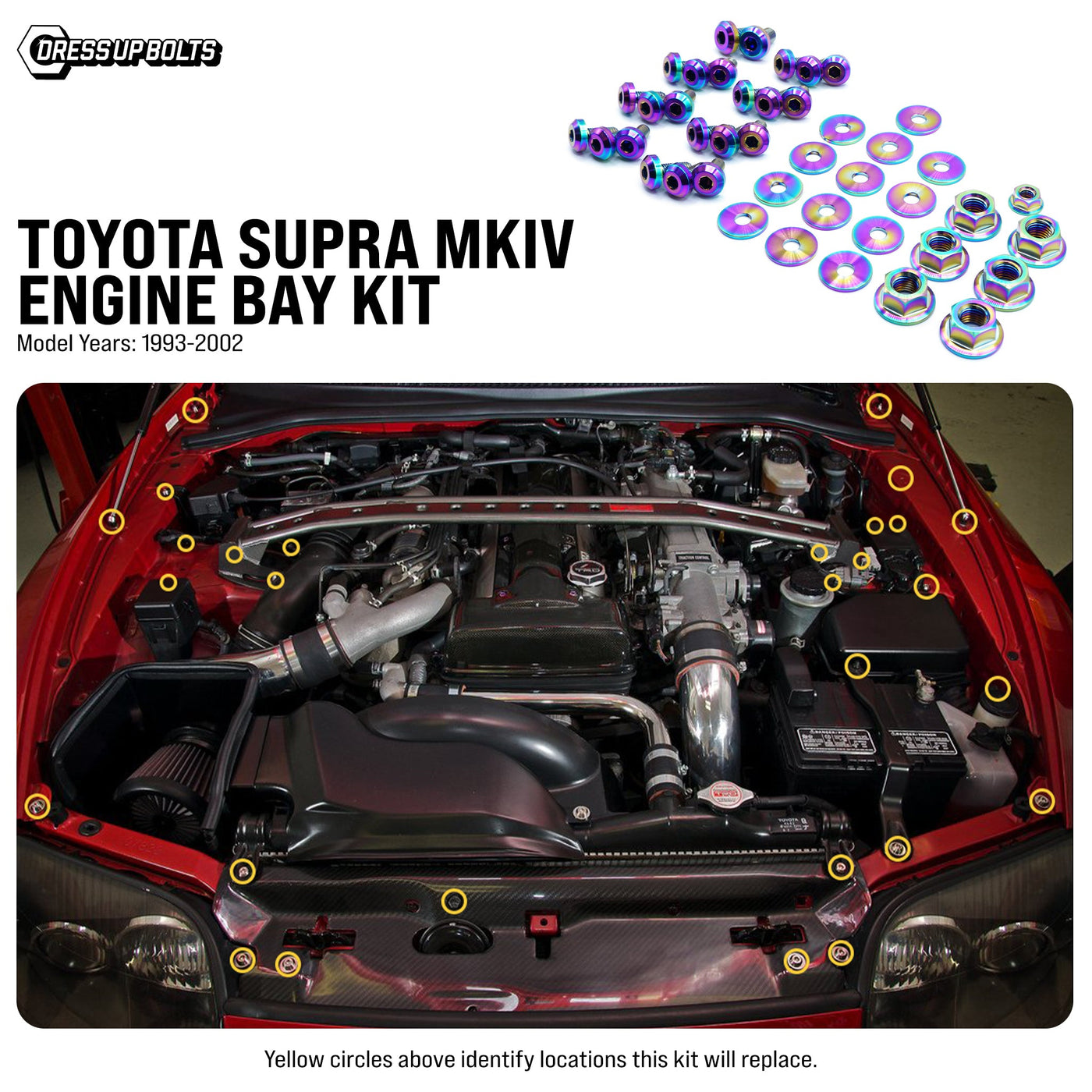 Toyota Supra (1993-2002) MKIV Titanium Dress Up Bolts Engine Bay Kit