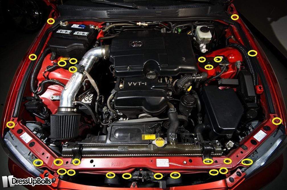 Lexus IS300 (1998-2005) SXE10/JCE10/GXE10 Titanium Dress Up Bolts Partial Engine Bay Kit - DressUpBolts.com
