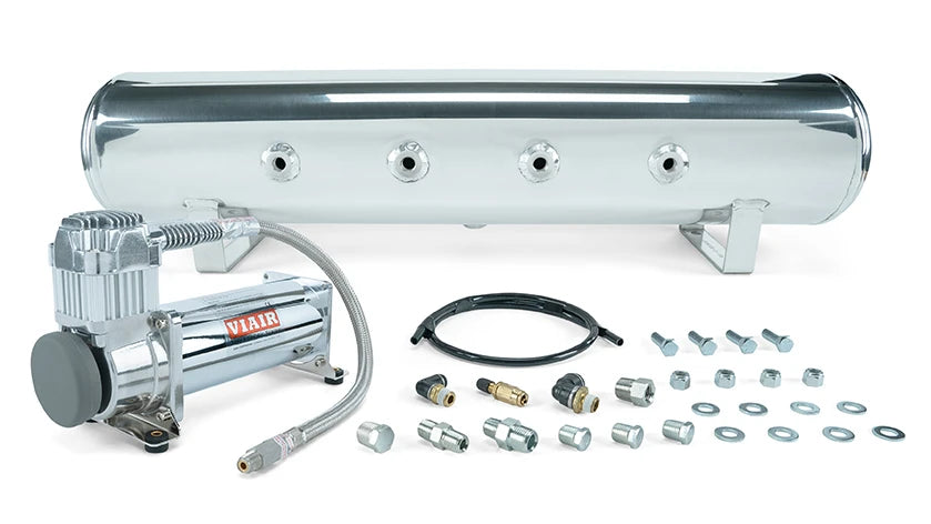 Air Lift Performance 4 Gallon 7-Port Polished Tank + Viair 444C Chrome Compressor Kit - 27803