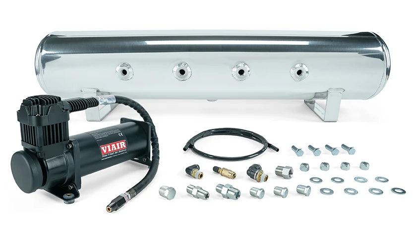 Air Lift Performance 4 Gallon 7-Port Polished Tank + Viair 444C Black Compressor Kit - 27807