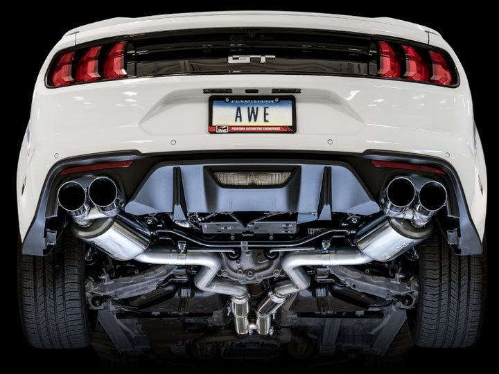 AWE Tuning 2018+ Ford Mustang GT (S550) Cat-back Exhaust - Touring Edition (Quad Chrome Silver Tips)