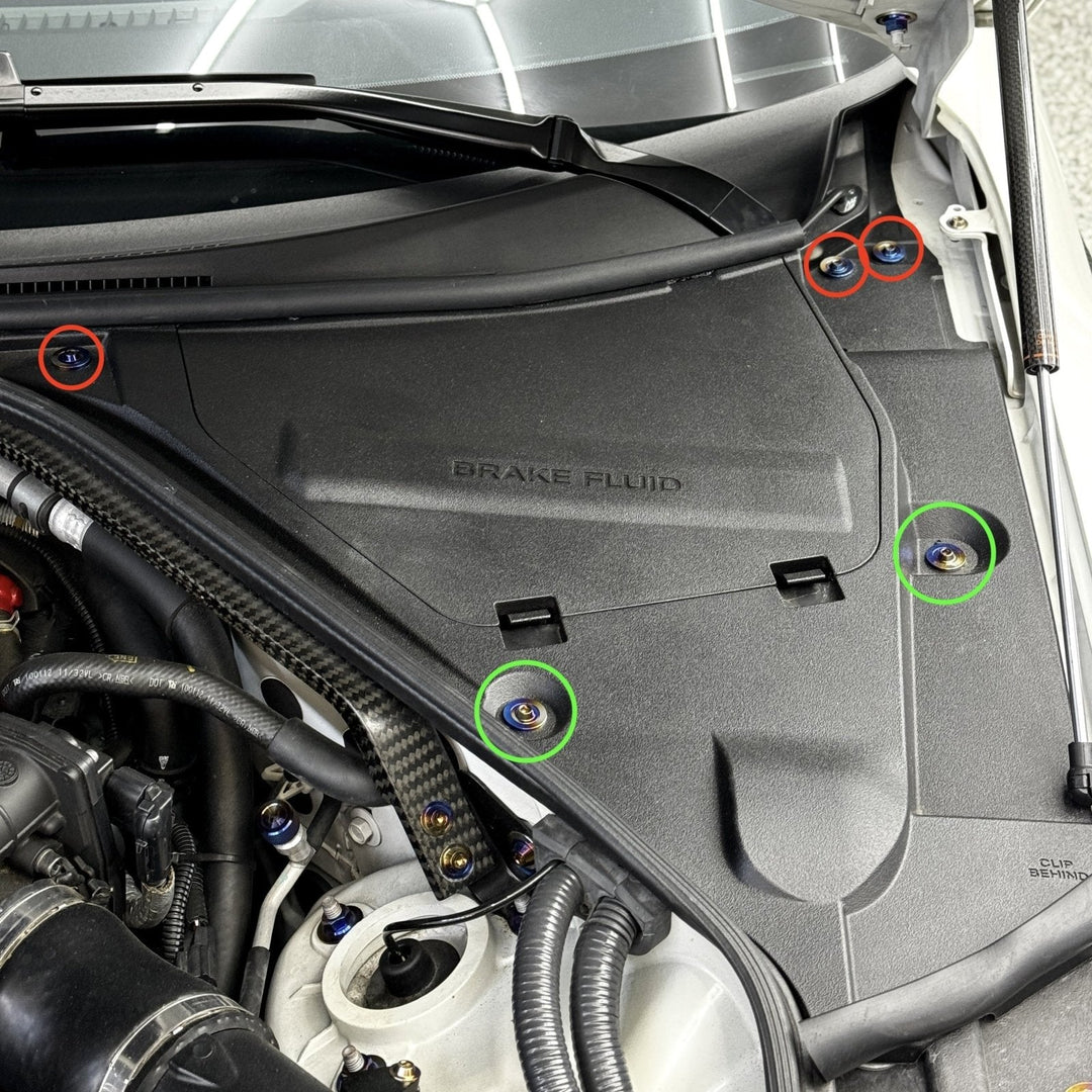 JDC Titanium Battery & Brake Reservoir Panel Plastic Rivet Replacement Kit | Nissan R35 GT-R