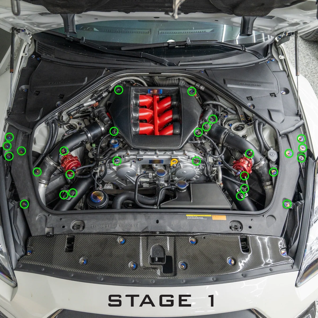JDC Titanium Engine Bay Dress-Up Hardware Kit | Nissan R35 GT-R