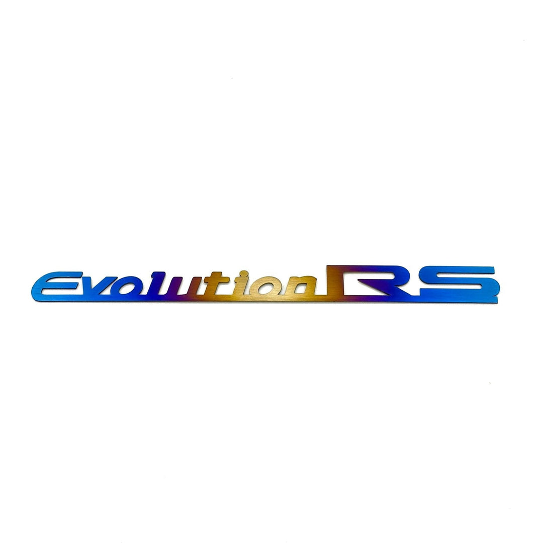 JDC Titanium "Evolution RS" Trunk Badge | Mitsubishi Evo 8/9