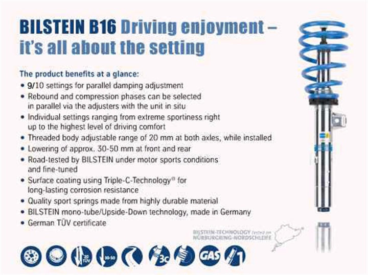 Bilstein B16 (PSS10) 12-14 Audi A6/A7 L4/V6 (Incld Quattro/TDI) Ft&Rr Performance Suspension System