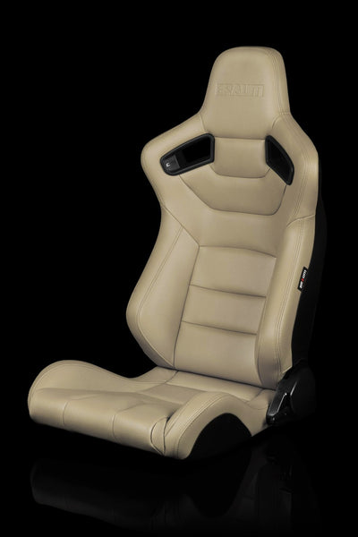 Braum Elite Series Sport Seats - Beige Leatherette (PAIR) - Lowered Lifestyle