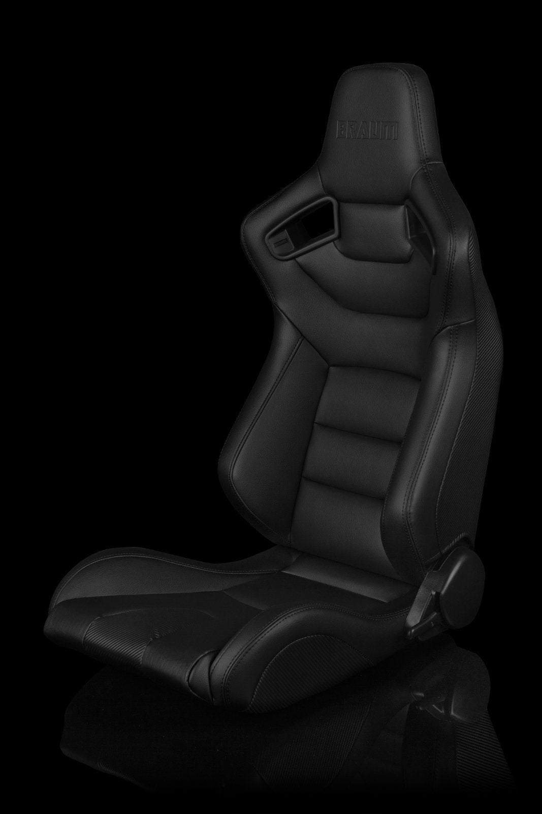 Braum Elite Series Sport Seats - Black Leatherette / Black Stitching (PAIR) - Lowered Lifestyle