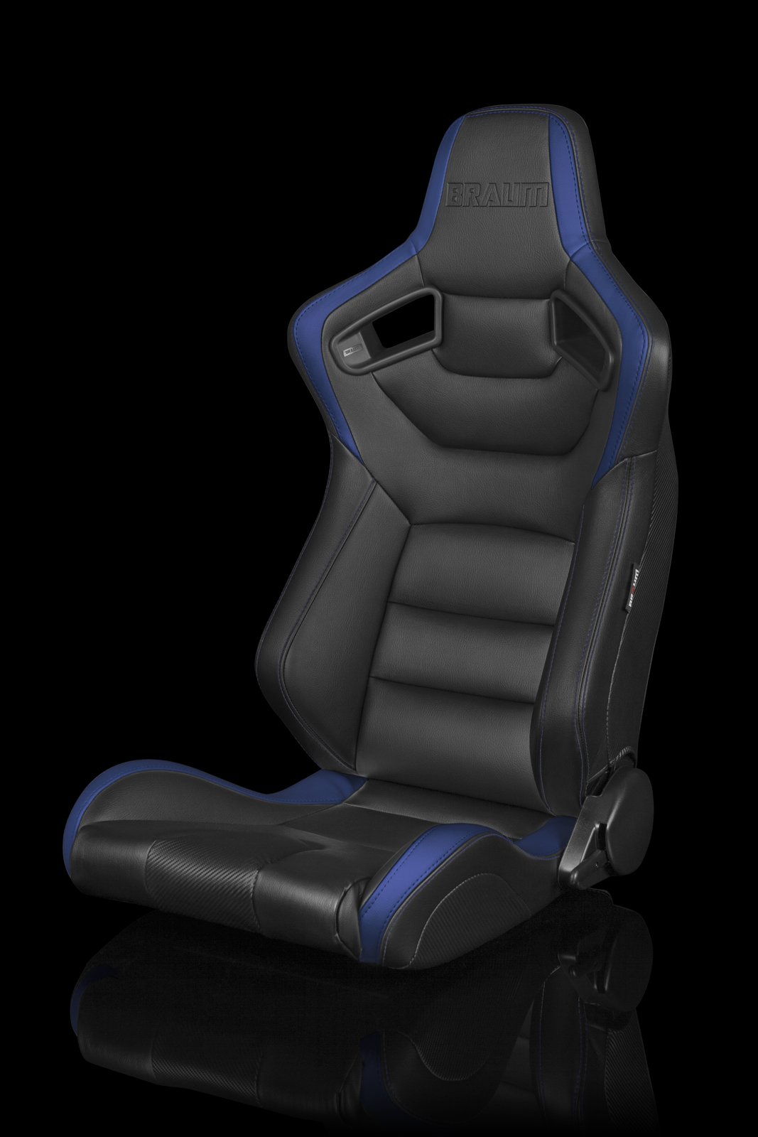 Braum Elite Series Sport Seats - Black and Blue Leatherette (PAIR) - Lowered Lifestyle