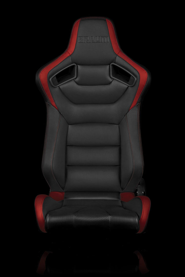 Braum Elite Series Sport Seats - Black / Red Leatherette (PAIR) - Lowered Lifestyle