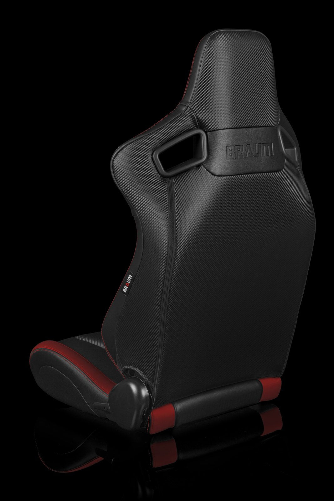 Braum Elite Series Sport Seats - Black / Red Leatherette (PAIR) - Lowered Lifestyle