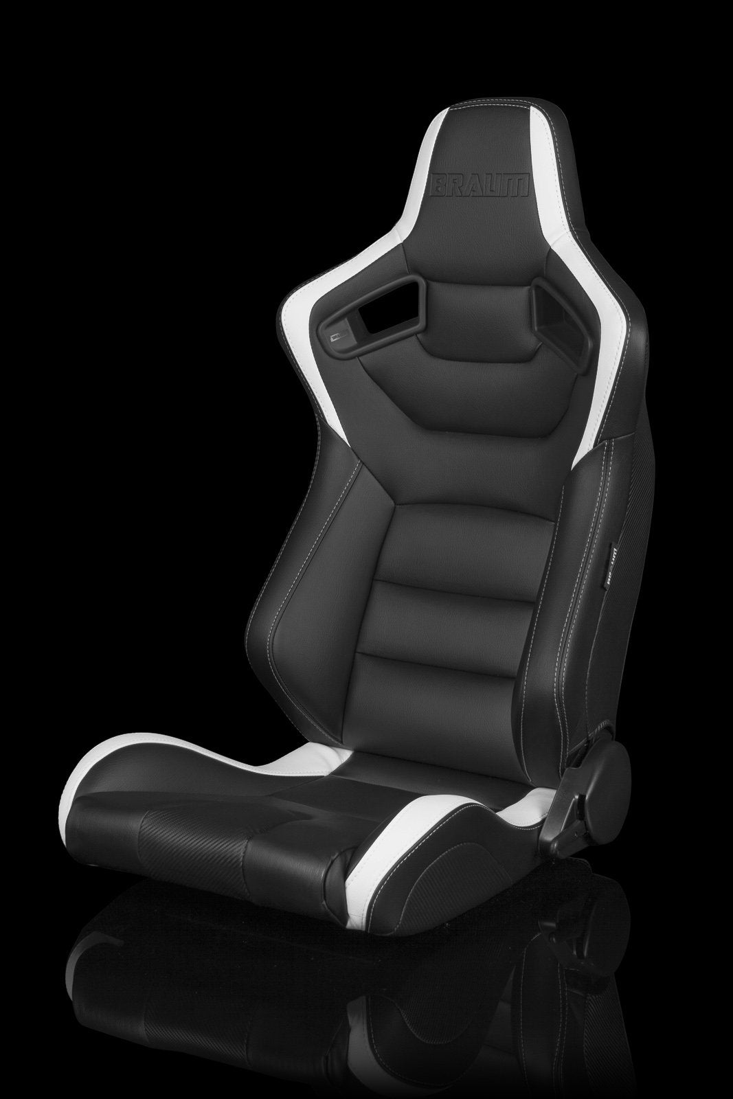 Braum Elite Series Sport Seats - Black / White Leatherette (PAIR) - Lowered Lifestyle